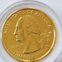 State Quarter GOLDEN PLATED 25 cents RHODE ISLAND 1790 ot 2001, снимка 2 - Нумизматика и бонистика - 19324382