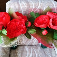Цветя от хартия-божури, снимка 4 - Изкуствени цветя - 24675749