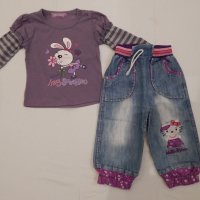 Дънки Hello Ketrin + блузка за две годинки момиче, снимка 2 - Бебешки блузки - 9780163