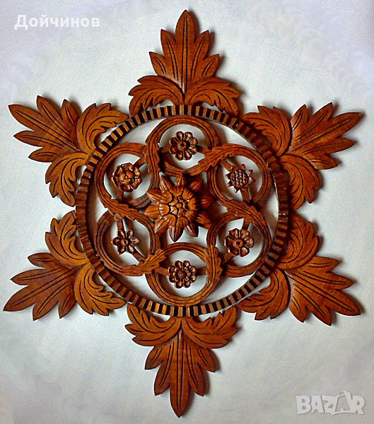  Розета, дърворезба, украса за таван или стена, снимка 1
