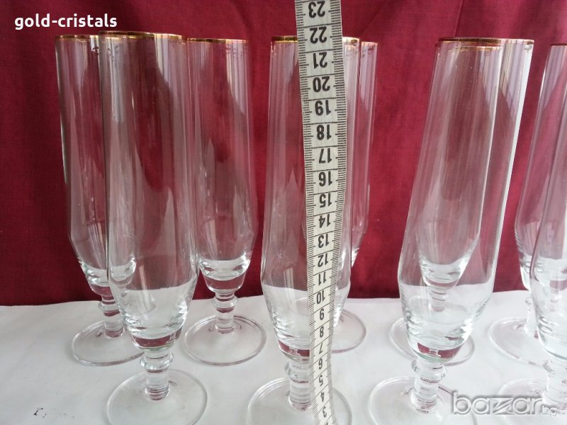 ретро кристални чаши с златен кант , снимка 1