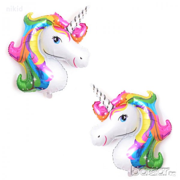 Еднорог глава фолио фолиев балон хелий или въздух парти рожден ден, снимка 1