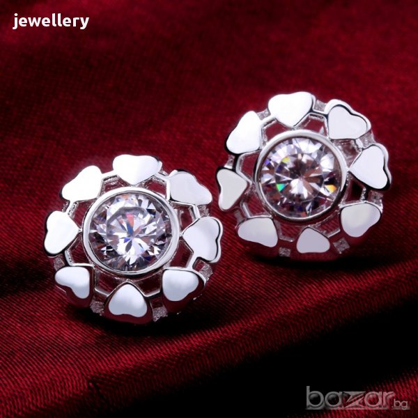 Нови обеци "Сърца" със сребърно покритие и печати 925 - мод.70, снимка 1