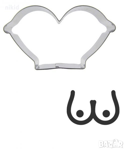 Дамски гърди бюст ергенско парти метална форма резец за бисквитки сладки фондан тесто и др, снимка 1