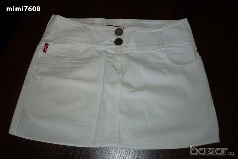 бяла памучна мини пола, снимка 1
