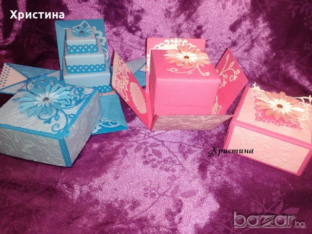 Експлодираща кутия с торта, обувки, подарък за рожден ден, сватба, годеж, кръщене, бебе, прощъпулник, снимка 11 - Подаръци за рожден ден - 20880790