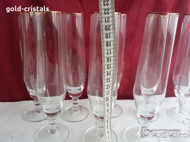 ретро кристални чаши с златен кант , снимка 1