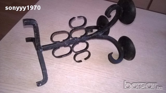 Ретро свещник-27х20х20-ковано желязо, снимка 7 - Антикварни и старинни предмети - 17943295