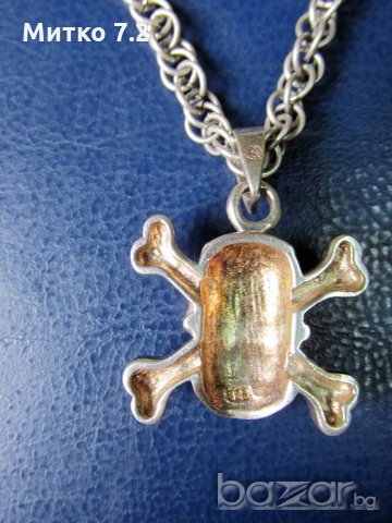 сребърен медальон - череп, снимка 4 - Колиета, медальони, синджири - 19501316