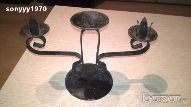 Метален свещник за 3 свещи-25/17/12см-внос швеицария, снимка 9 - Антикварни и старинни предмети - 16143525