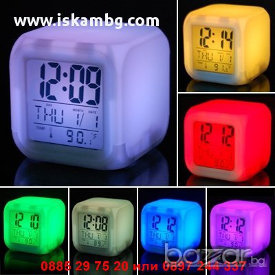 Настолен антистрес LED часовник 7 цвята - код КУБЧЕ , снимка 3 - Други стоки за дома - 12979301