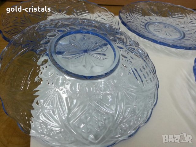 Стъклени чинии и поднос цветно синьо стъкло, снимка 4 - Антикварни и старинни предмети - 26194372