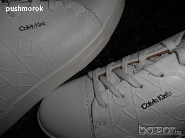 Calvin Klein Women's Imilia Nappa Leather Low-Top Sneakers, White , снимка 10 - Дамски ежедневни обувки - 19446914