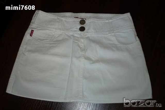 бяла памучна мини пола, снимка 1 - Поли - 11131563