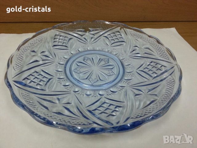 Стъклени чинии и поднос цветно синьо стъкло, снимка 8 - Антикварни и старинни предмети - 26194372
