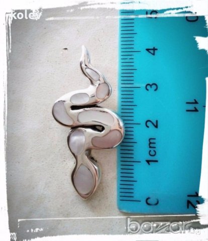  сребърна змия инкрустирана със седеф 8.10 грама, снимка 3 - Колиета, медальони, синджири - 19697575