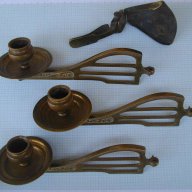 Свещници комплект и лопатка от бронз стари, снимка 1 - Други ценни предмети - 7618270