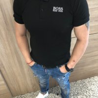Мъжка тениска с яка Boss код 017, снимка 1 - Тениски - 24481634