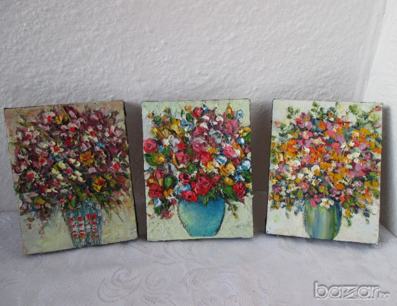 Ваза с  Цветя, букет, Мима / Art by MiMa, painting картина, снимка 1