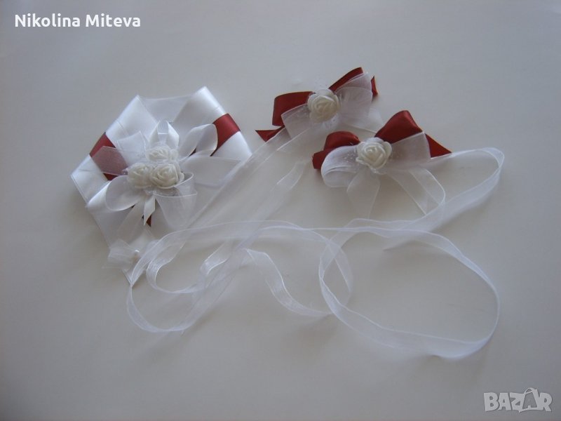 Сватбен комплект за бутилка и чаши, снимка 1