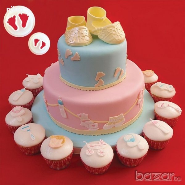 2 Крака стъпки сет пластмасови резци за тесто бисквитки фондан украса декорация торта резец форма, снимка 1