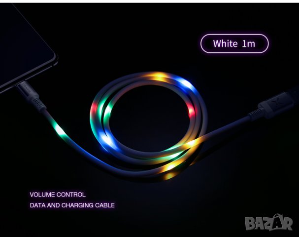 Micro USB кабел - USAMS U16 Voice Control LED Flowing, снимка 2 - USB кабели - 26177419