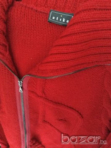 Червена асиметрична къса жилетка., снимка 2 - Жилетки - 21159706