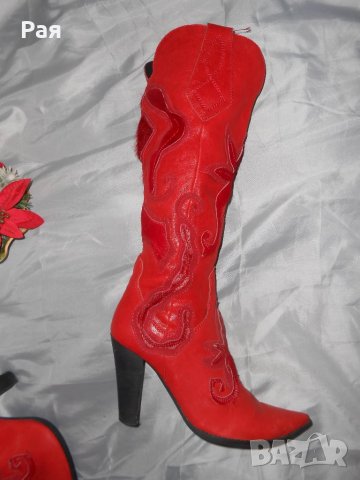Елегантни ботуши Fiorelli червени кожа и кожа  от пони , снимка 5 - Дамски ботуши - 23847697