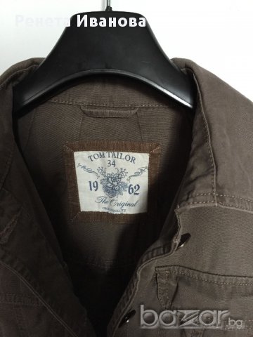TOM TAILOR дамско яке , оригинално, размер 34, цвят каки, 100% памук., снимка 1 - Якета - 11049428