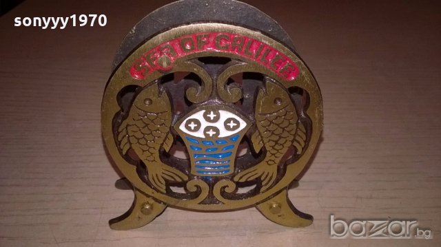 антика-Sea of galilee-поставка за салфетки-9х9х3см-внос швеицария, снимка 6 - Антикварни и старинни предмети - 18478256