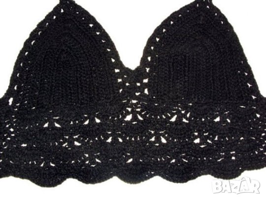 Дамски черен топ плетен на една кука бюстие, снимка 2 - Корсети, бюстиета, топове - 23498604