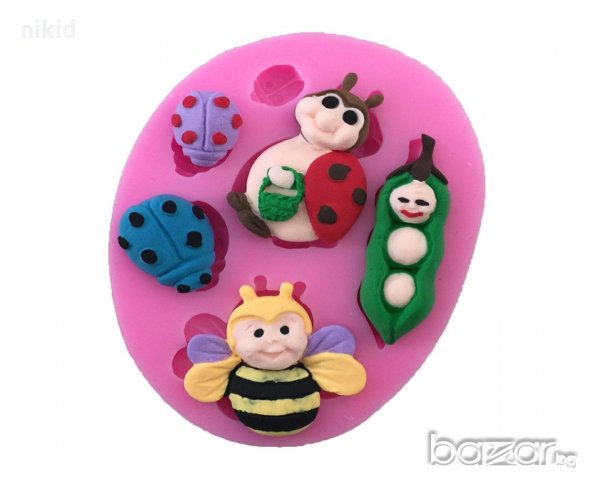 калинка пчела пашкул силиконов молд форма за декорация торта фондан шоколад, снимка 2 - Форми - 18364947