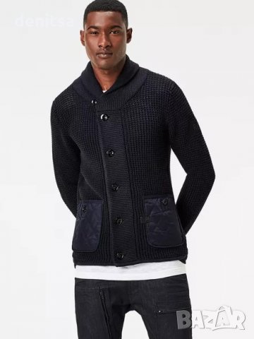 G-star Raw Avihu Shawl Cardigans Knit Mazarine Blue Мъжка Жилетка Яке Sz L/XL, снимка 2 - Якета - 23235605