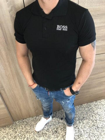 Мъжка тениска с яка Boss код 017