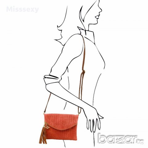 ПРОМО 🍊 TUSCANY LEATHER 🍊 Оригинална плетена дамска чанта от естествена кожа с висулки, снимка 5 - Чанти - 15159002