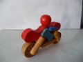 Дървена фигурка играчка мотоциклетист с мотоциклет мотор , снимка 4
