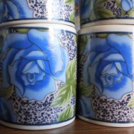 Стилни малки чашки за кафе на сини рози, снимка 4 - Сервизи - 11295877