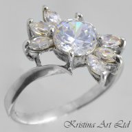 Сребърен пръстен проба 925 със Сваровски кристали , снимка 2 - Пръстени - 14454809