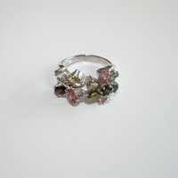 Сребърен пръстен с турмалин Пчеличка, снимка 1 - Пръстени - 22170723