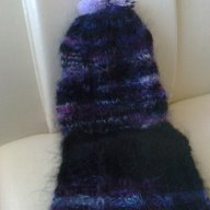 Ръчно плетена шапка и шал ангора, снимка 5 - Шапки - 13393027