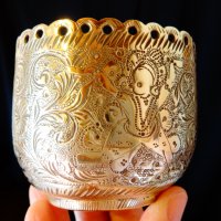 Древен индийски свещник,чаша,съд от месинг. , снимка 10 - Антикварни и старинни предмети - 24431059