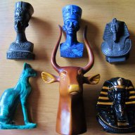 Статуетки от Египет: свещник костенурка, принцеса, свещен бик, Нефертити, снимка 1 - Антикварни и старинни предмети - 15254649