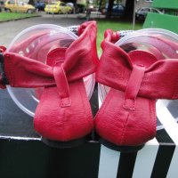 Червени кожени дамски сандали "Ingiliz" / "Ингилиз" (Пещера), естествена кожа, летни обувки, чехли, снимка 9 - Сандали - 7608732