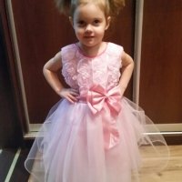 Светло розова детска официална празнична обемна рокля с пандела кръщене, снимка 3 - Детски рокли и поли - 21098934