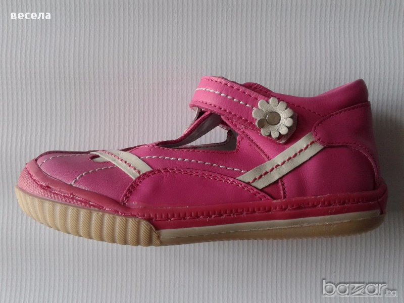 Детски обувки за момиче от естествена кожа с лепенка, ортопедични в розово, снимка 1