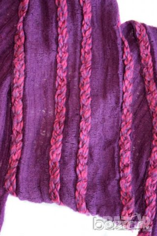 Дамски вълнен шал в лилаво и виолетово, снимка 2 - Шапки - 23437826