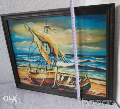 Картина с рамка - морски пейзаж, лодки, море, маринистика, снимка 6 - Картини - 16256957