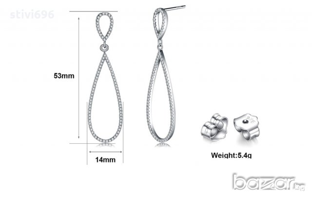 Обеци капка S 925 стерлинг+циркон. , снимка 8 - Обеци - 20322476