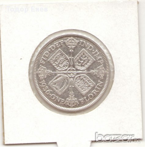 +United Kingdom-1 Florin-1936-KM# 834-George V-silver+ 