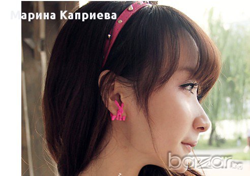 Обеца имитация на флеш "Зайче" - розова /С-14/, снимка 2 - Обеци - 11867642